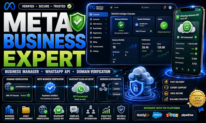 verify meta business, business manager, whatsapp api setup, domain verification