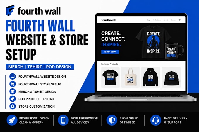 design fourthwall website, merch store, print on demand shop, fourthwall store