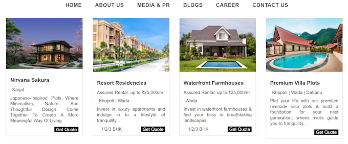 create a real estate website with property search and listings