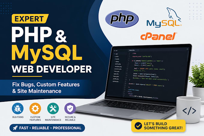 develop custom PHP mysql websites and fix code bugs