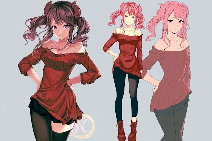 create retro style anime style character illustrations