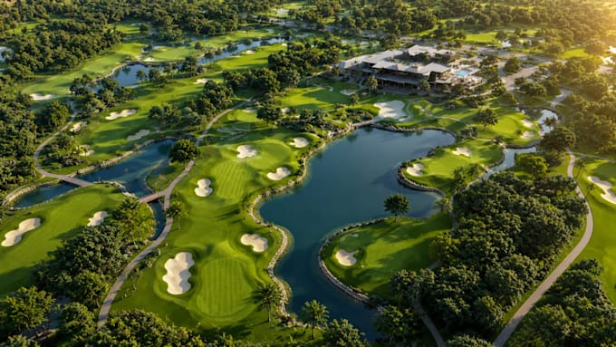create realistic 3d golf course modeling, design and photorealistic rendering