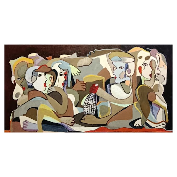 paint a custom cubism style portrait on canvas