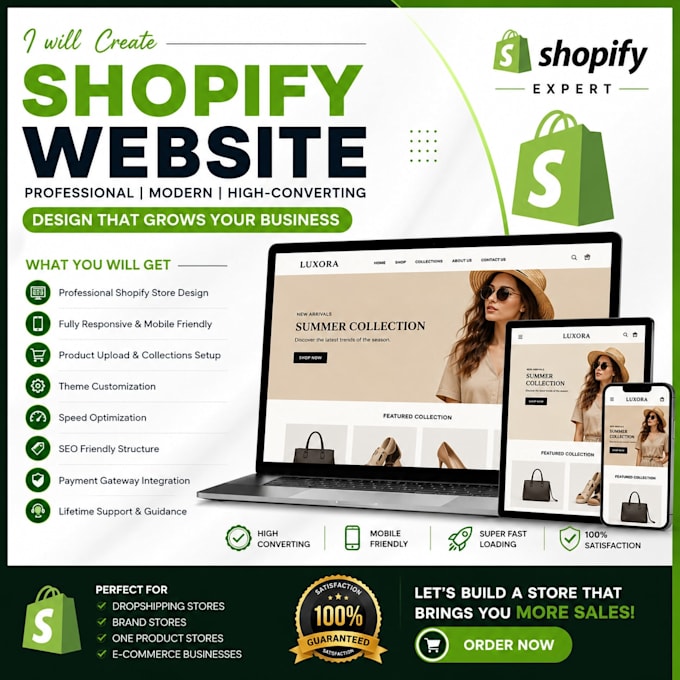 a professional shopify ecommerce website or online store