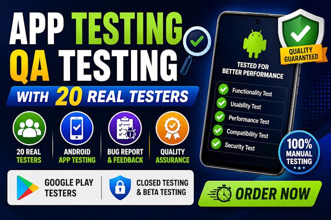 do app testing, QA testing with 20 google play testers for android app