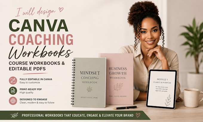 design etsy digital planner, canva coaching workbook, course workbook