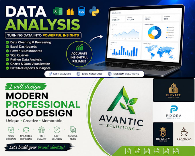 do something like logo designing and data analysis