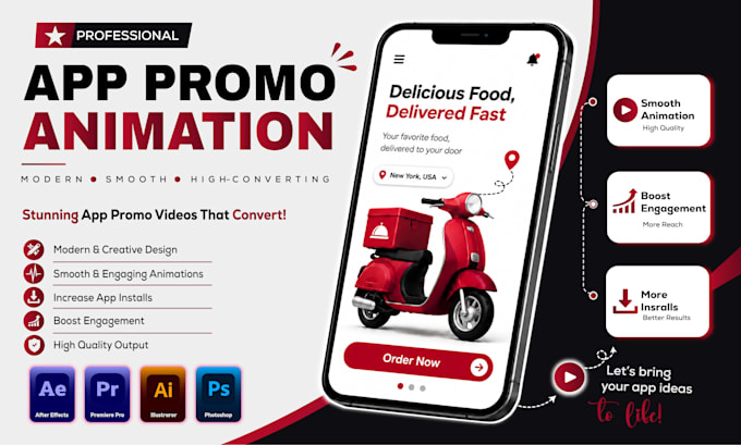 create a professional app promo video with UI animation