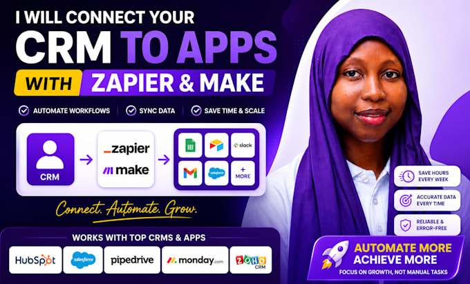 connect your CRM to apps with zapier make automation and integration
