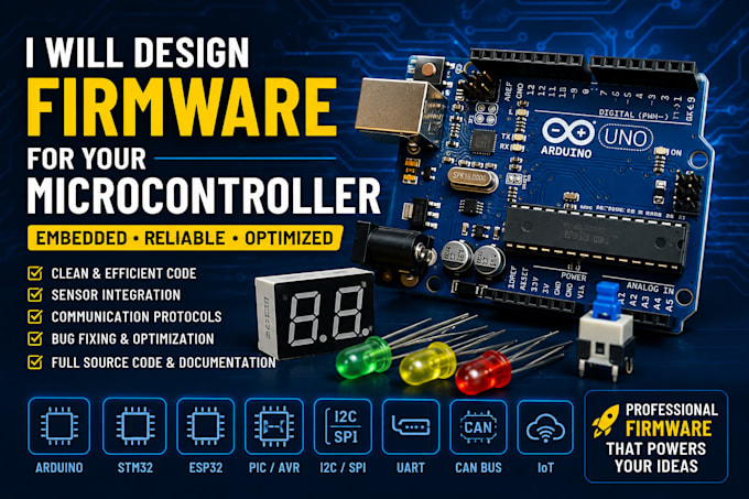design embedded firmware, iot firmware and microcontroller software for your pcb