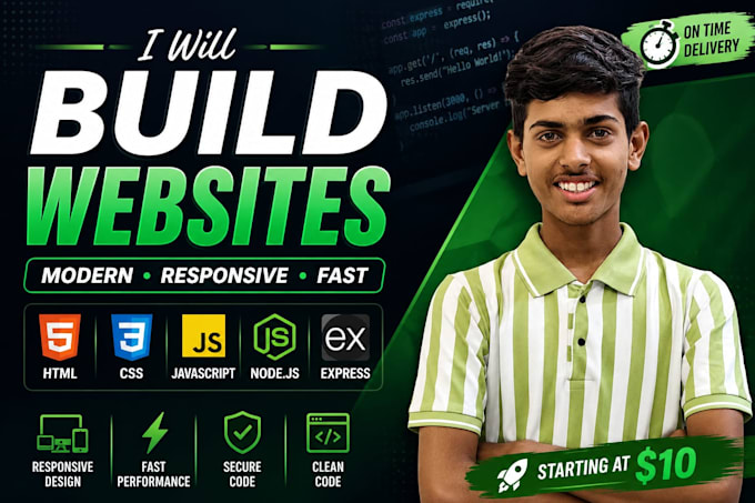 build a website using HTML CSS javascript nodejs and express