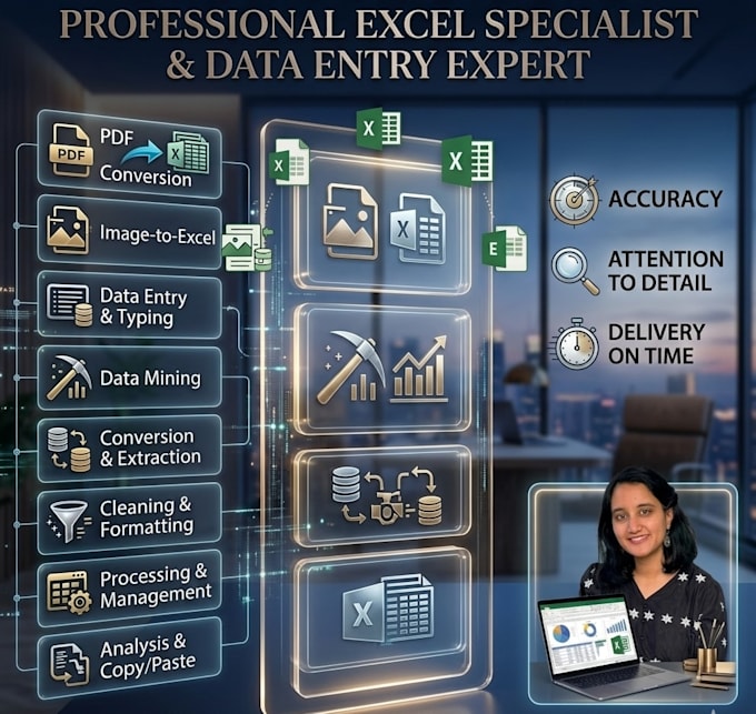 be your expert excel specialist for fast and accurate data entry
