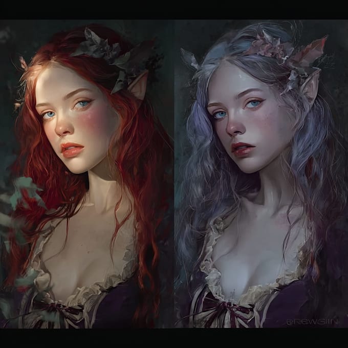 draw realistic fantasy characters, no ai