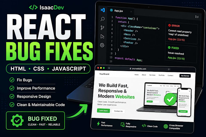 fix react, typescript, javascript, HTML and CSS bugs