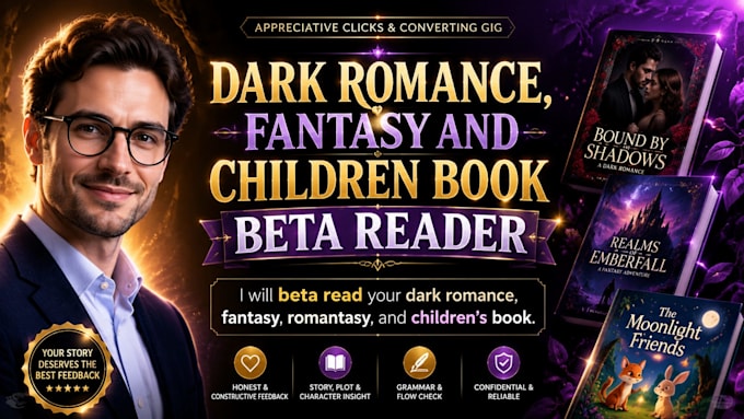 beta read dark romance, fantasy, children, romantasy book beta reader