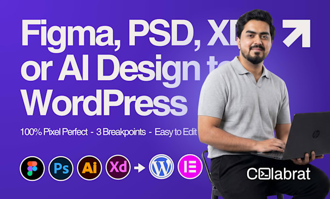 convert figma, PSD, xd, or ai to wordpress elementor