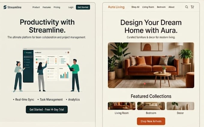build a modern responsive website using HTML CSS javascript and react