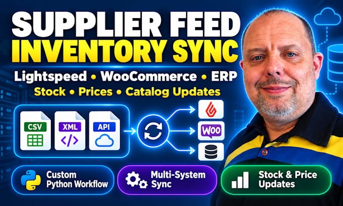 automate lightspeed, woocommerce, or any erp inventory sync from supplier feeds