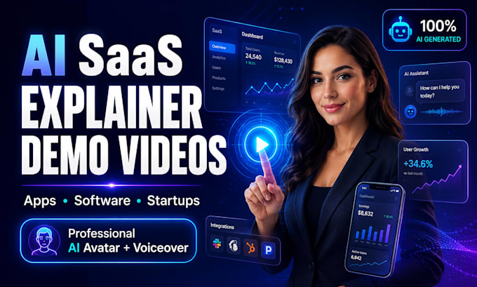 create ai saas explainer video, ai saas demo, app demo and ai tutorial video