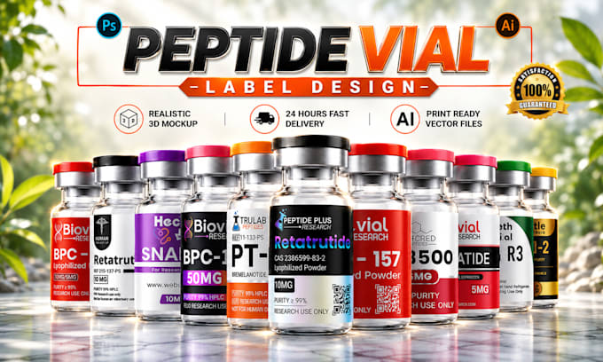 do peptide vial label, vial label design, product label design