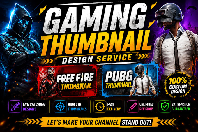 design eye catching gaming youtube thumbnails