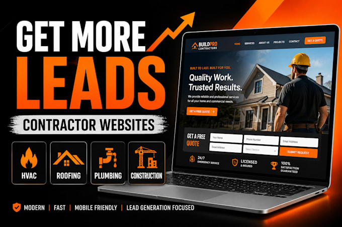 design a wordpress contractor website for hvac, roofing and plumbing