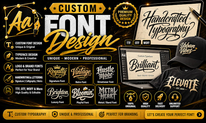 create custom font, typography, typeface and font logo design