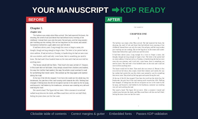 format your manuscript into a print ready pdf and epub for kdp