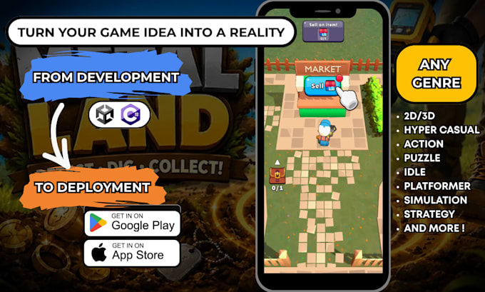 do casual mobile game development or hyper casual game in unity