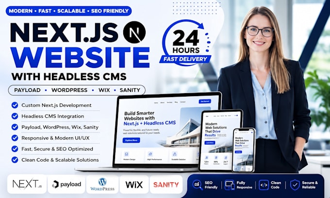 develop nextjs website with headless cms like payload, wordpress, wix, sanity