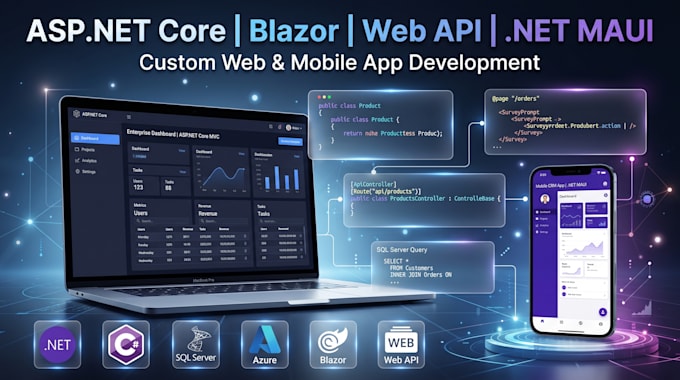 develop asp net core mvc web API blazor and net maui applications