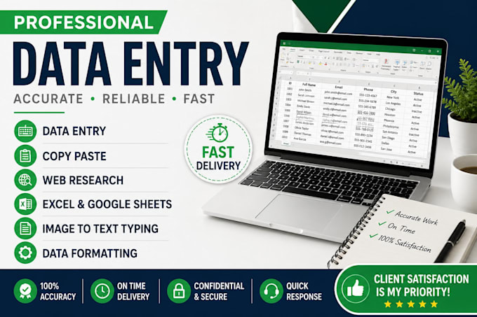 do fast and accurate data entry, copy paste and web research