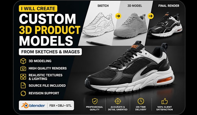 create custom 3d shoe, sneaker and footwear models