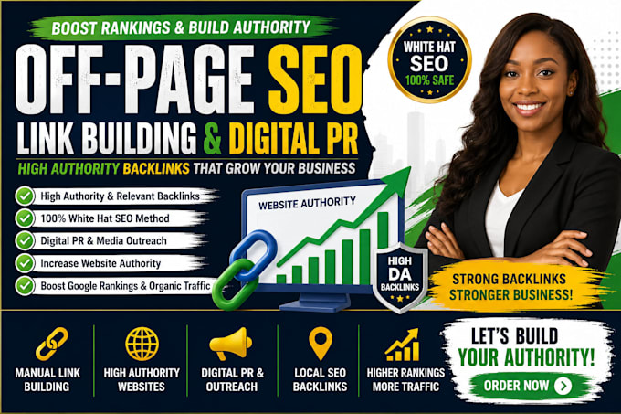 do off page SEO, link building, high authority backlinks, and digital PR