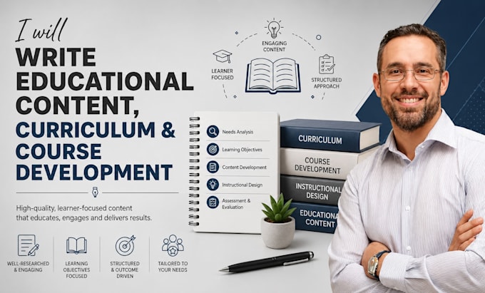 write educational content, curriculum and course development