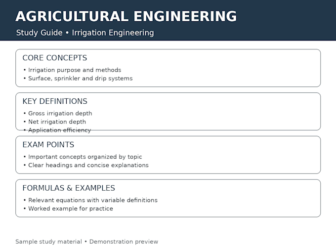 create agricultural engineering study guides notes