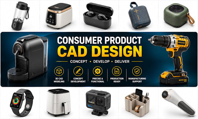 consumer product cad design, concept development, solidworks fusion360 modeling
