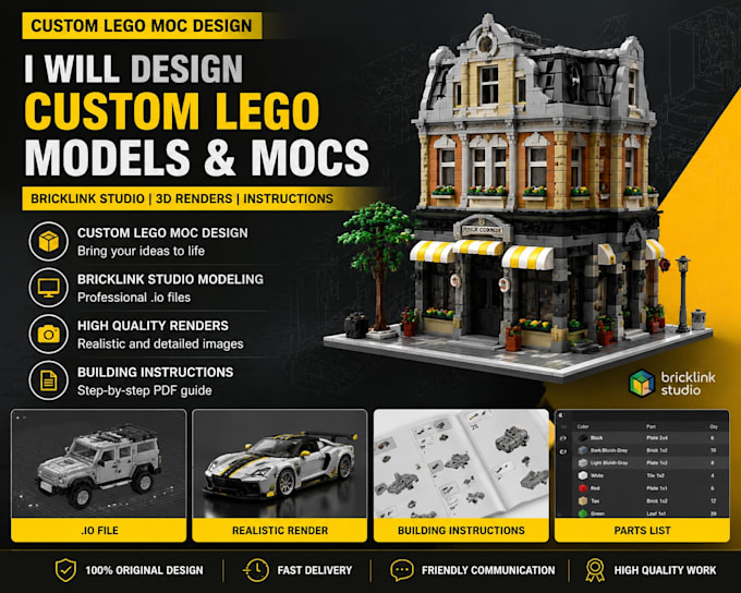 create your dream  lego model design in bricklink studio