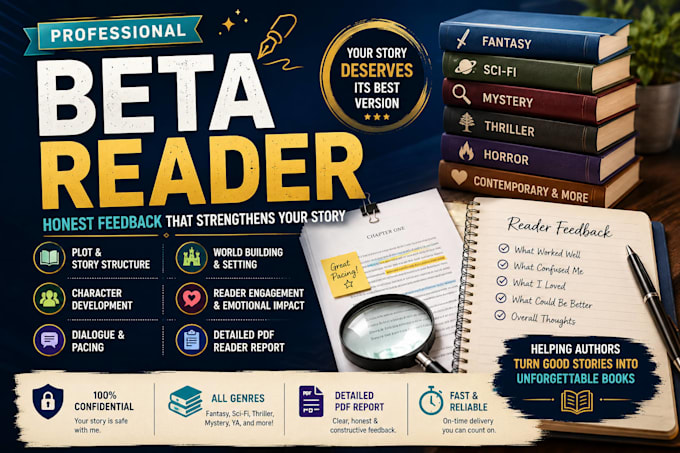 be your beta reader beta read your book and provide honest beta reader feedback
