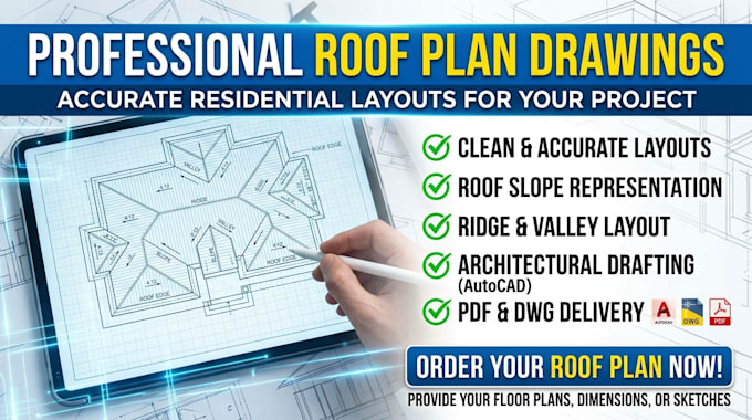 draw roof plan residential roofing layout autocad architectural drafting
