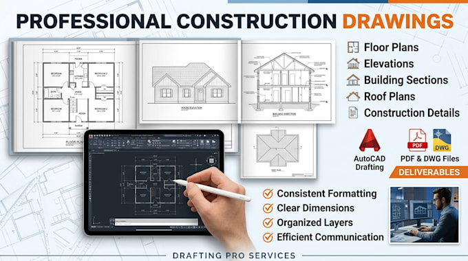 create construction drawings residential building plans autocad drafting