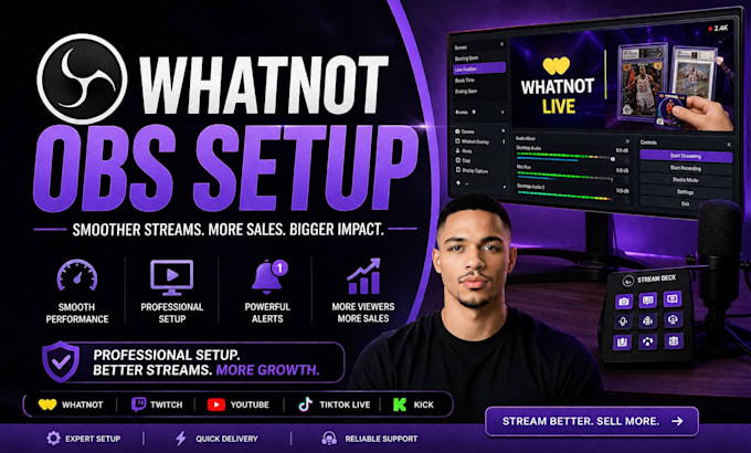 setup whatnot obs studio with overlays alerts and vertical streaming