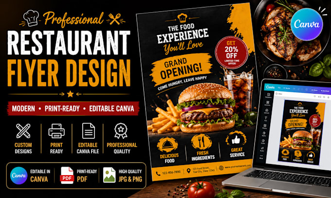 design professional restaurant flyers in canva