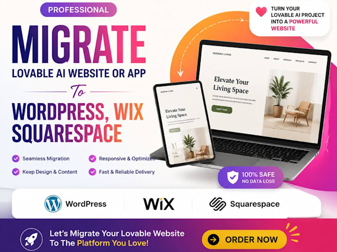 migrate lovable ai website, app to wordpress wix squarespace