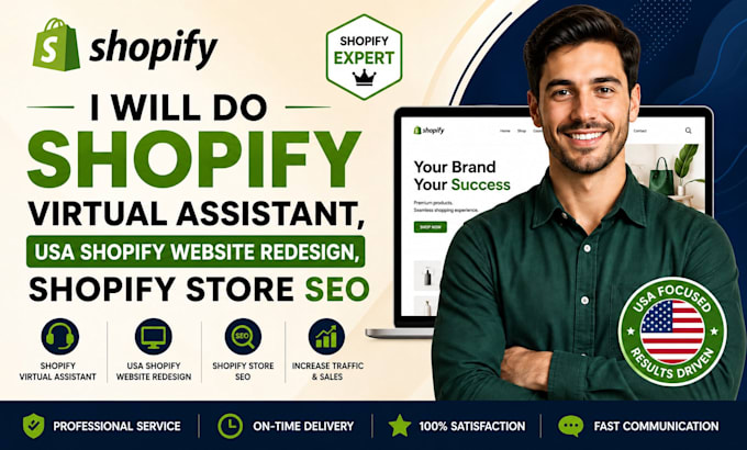 shopify virtual assistant, USA shopify website redesign, shopify store SEO