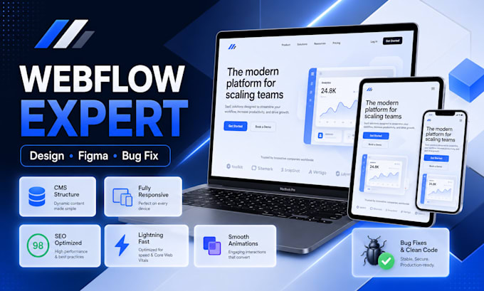 design develop webflow website fix webflow bugs figma to webflow webflow expert