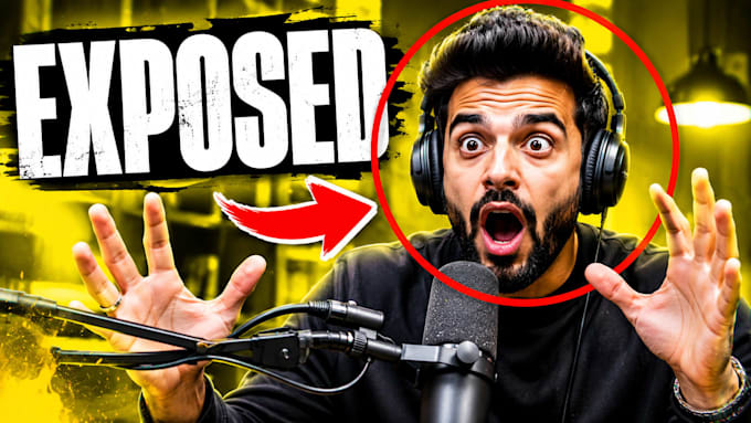 design mrbeast style viral podcast thumbnail with secret revealed text
