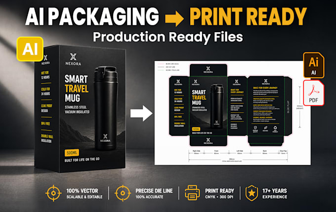 convert ai generated product packaging design into print ready vector files