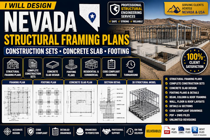 design nevada structural framing plans construction sets concrete slab footing