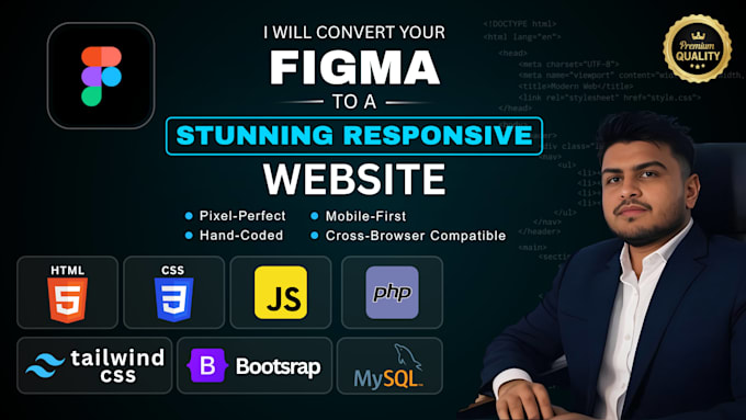 convert figma to responsive html tailwind css website